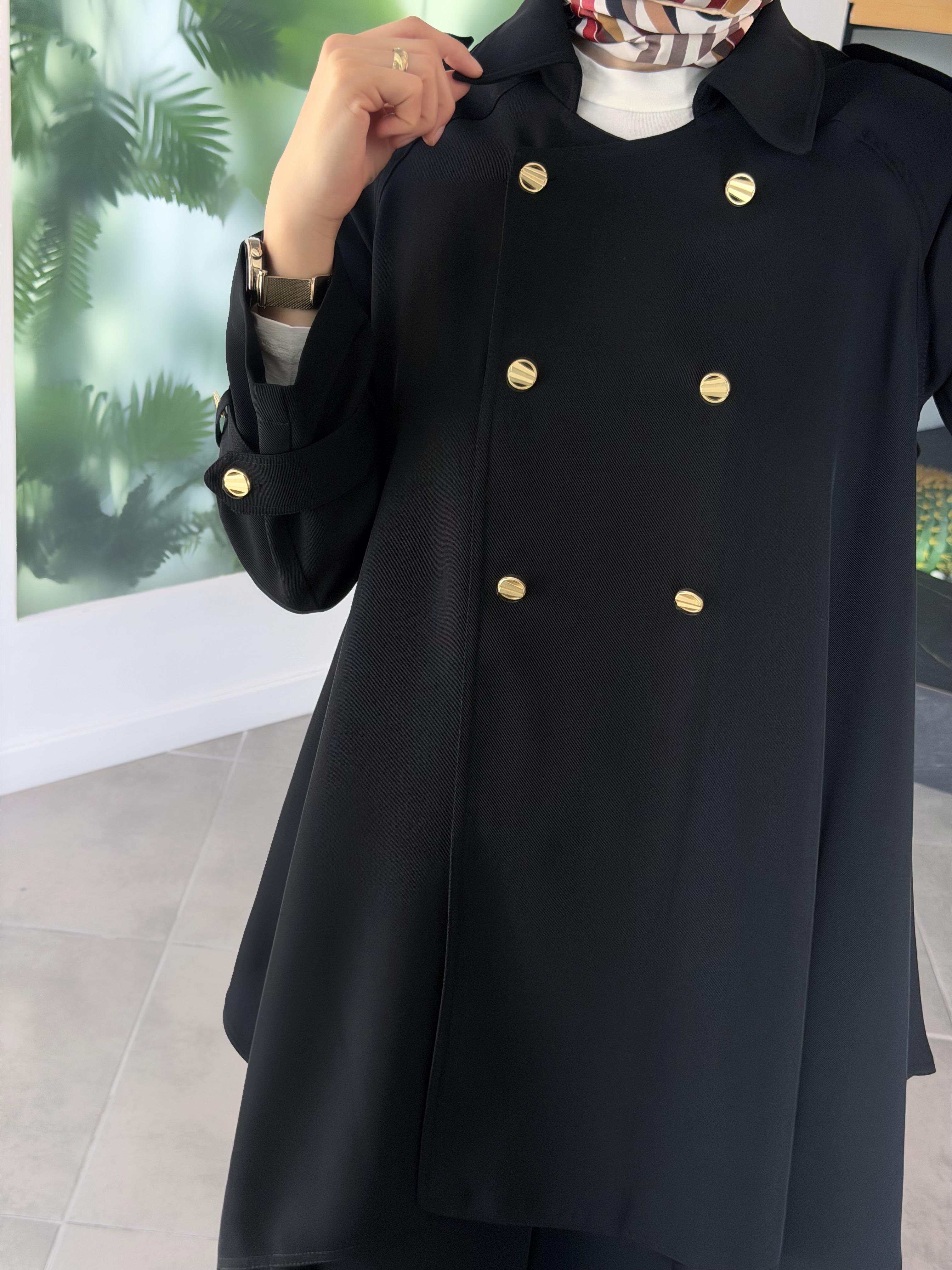 Belli Düğme Detaylı Pantolonlu Takım 25K6014 Siyah