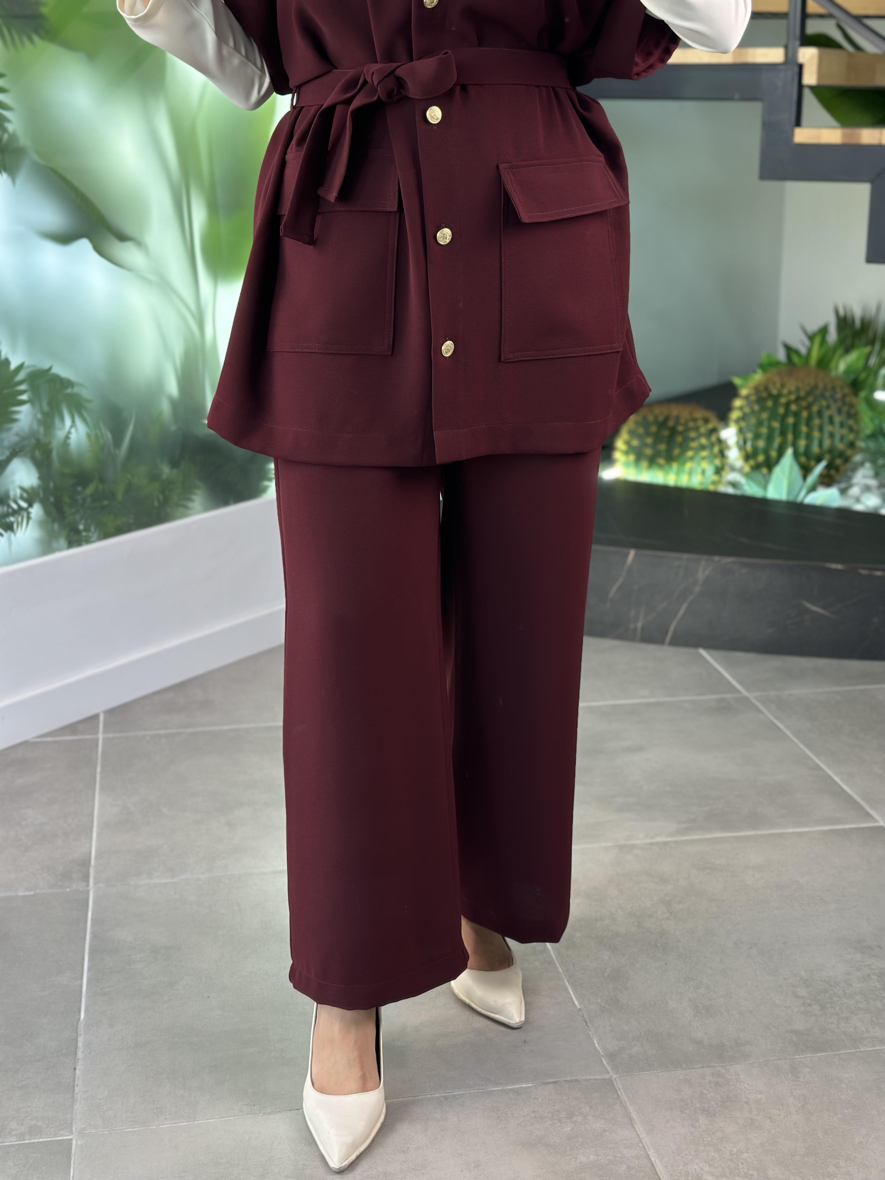 Belli Yelekli İkili Takım 25K6003 Bordo