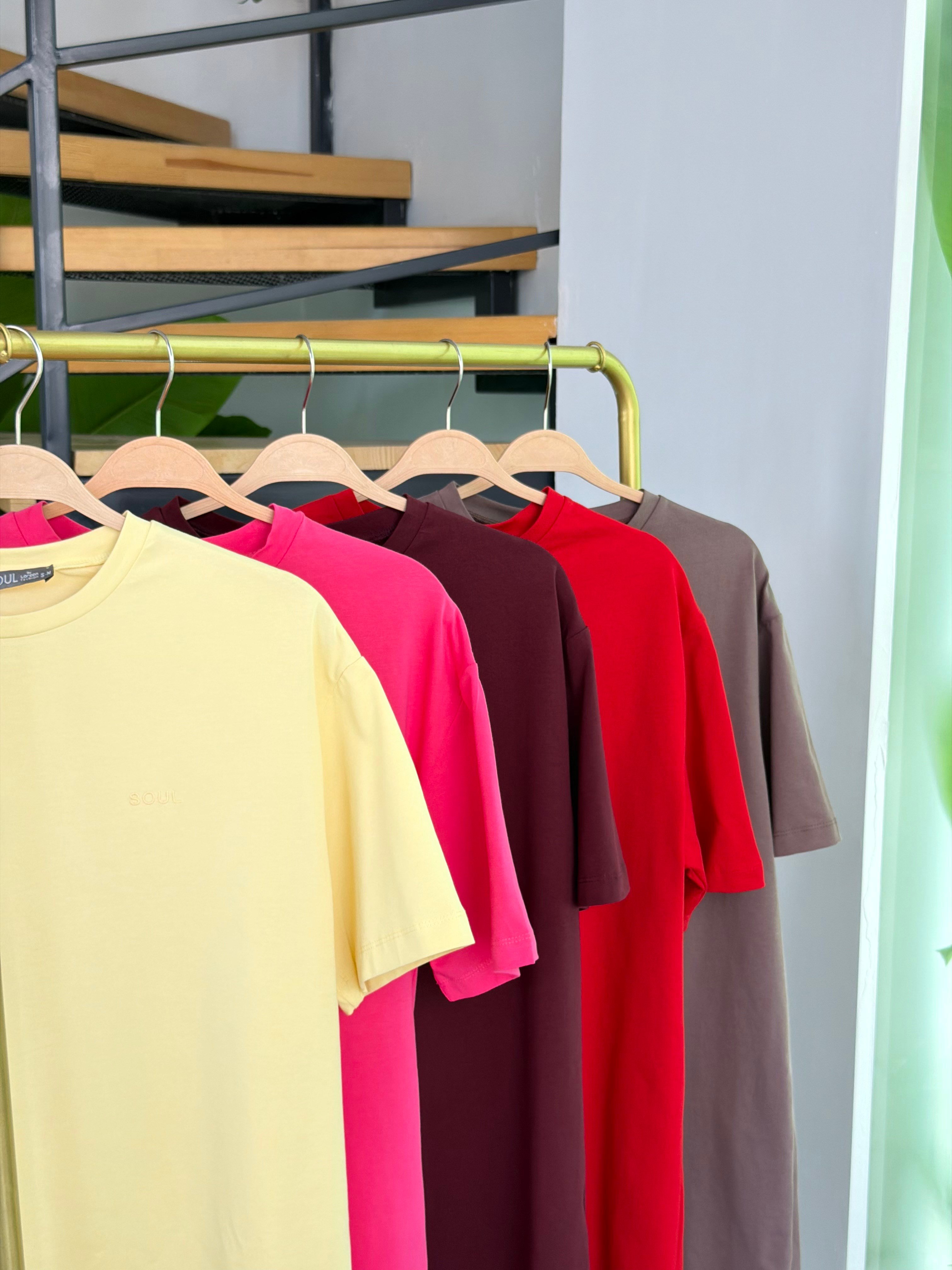 Bordo Renk Kısa Kollu Basic Tshirt