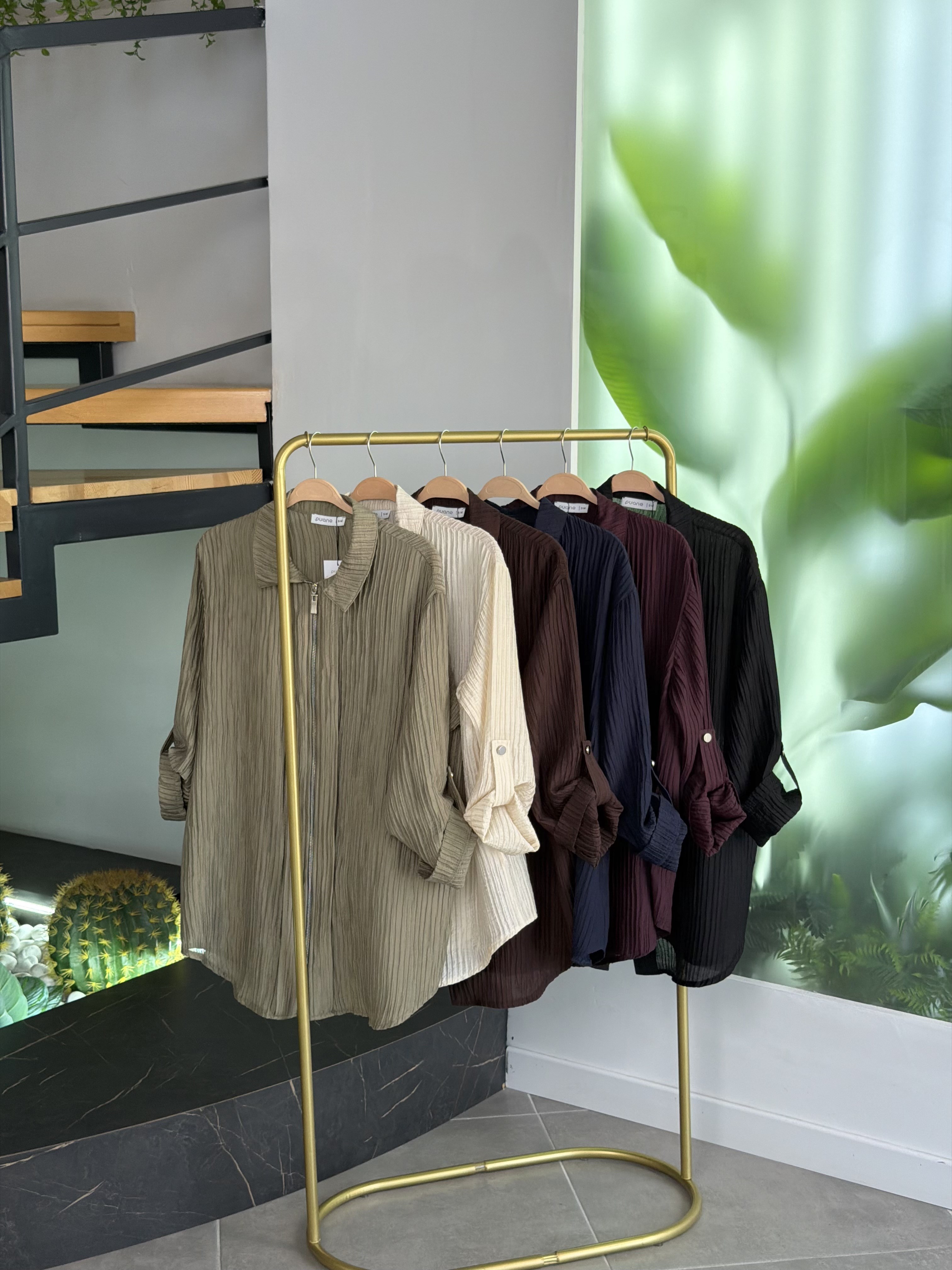 Bordo Renk Pile Detaylı Fermuarlı Ceket