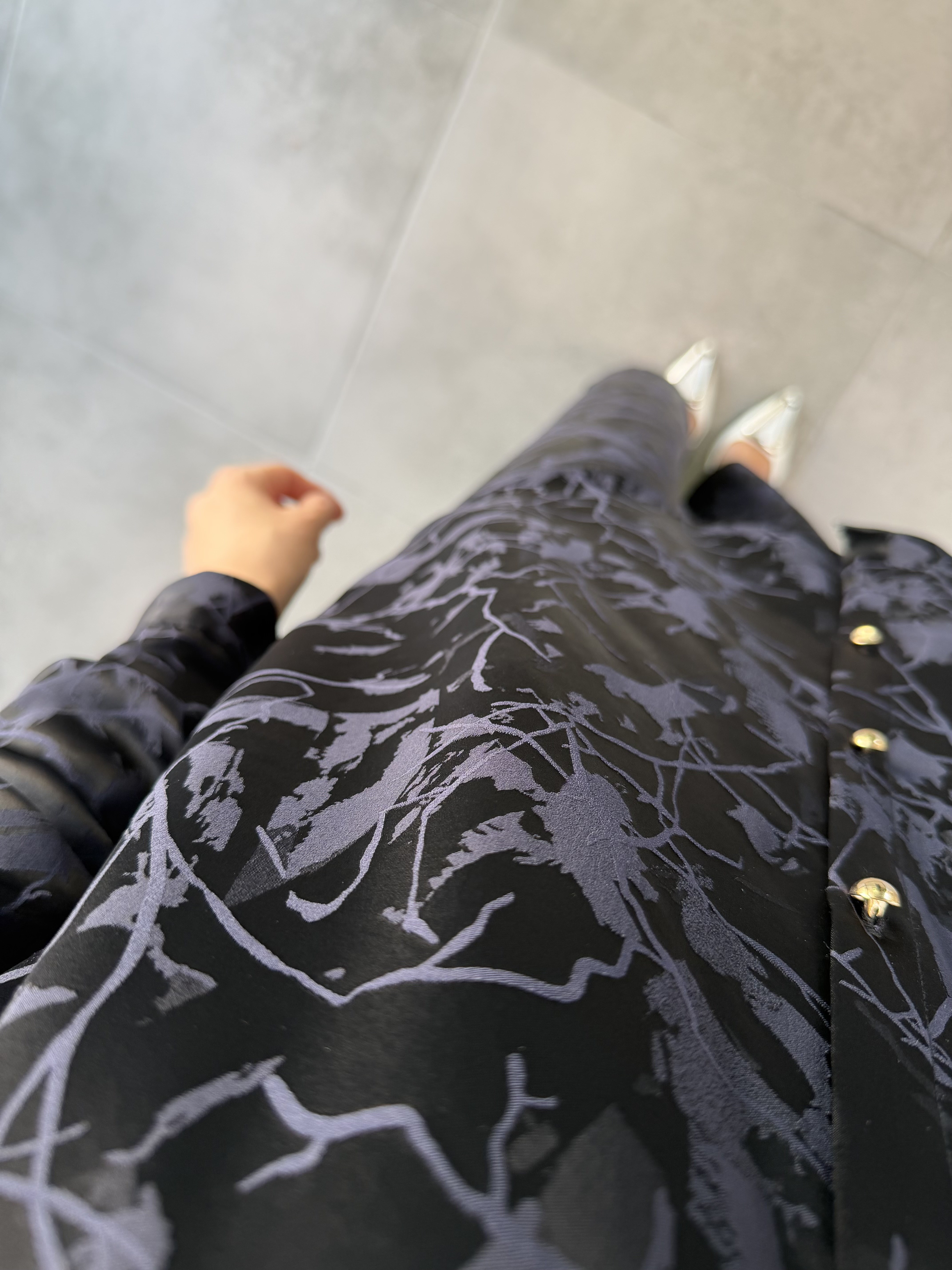 Siyah Renk Pamuk Saten Jakar Kumaşlı Takım