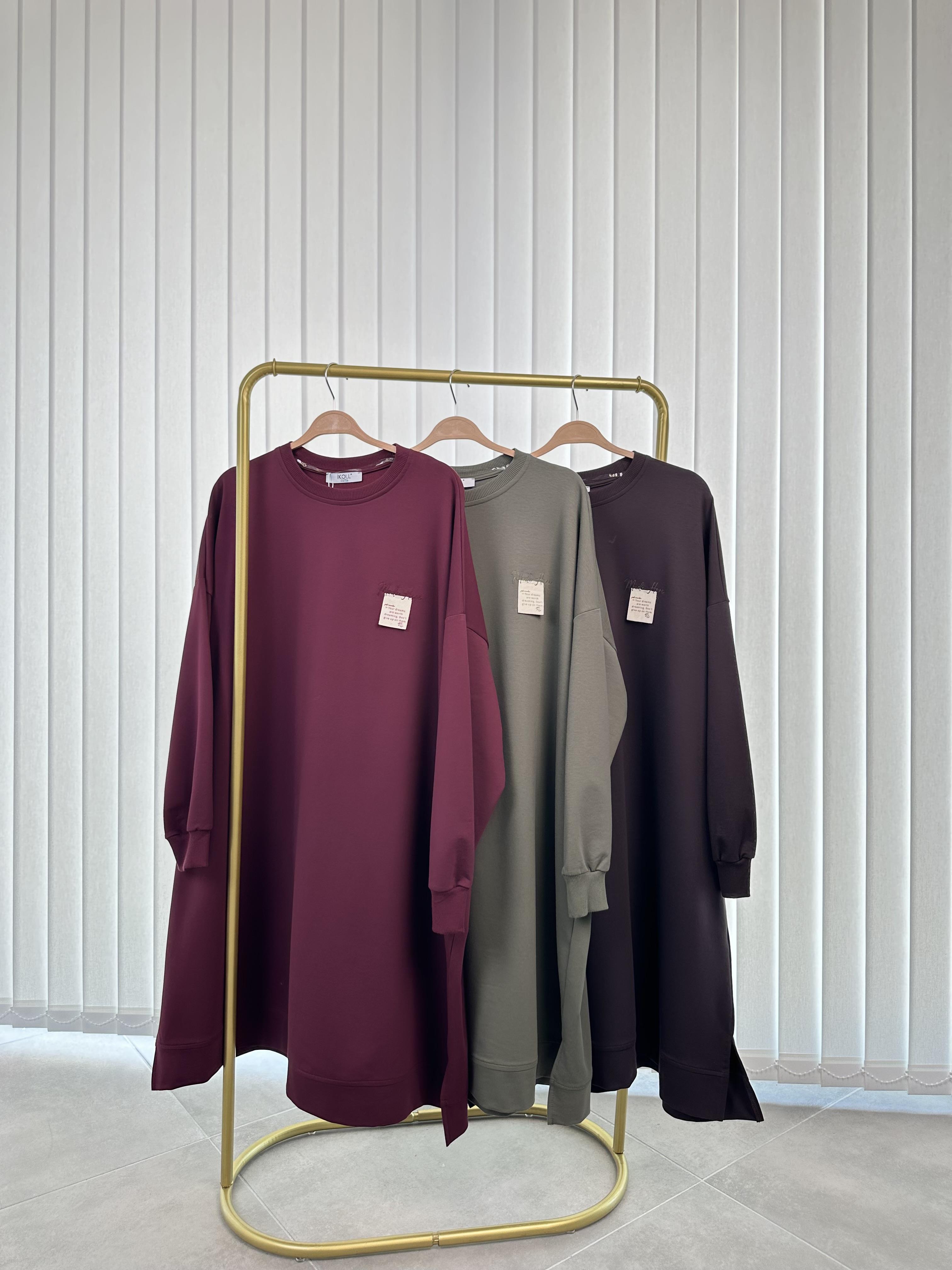Haki Renk Etiket Ve Nakış Detaylı Oversize Kadın Sweatshırt