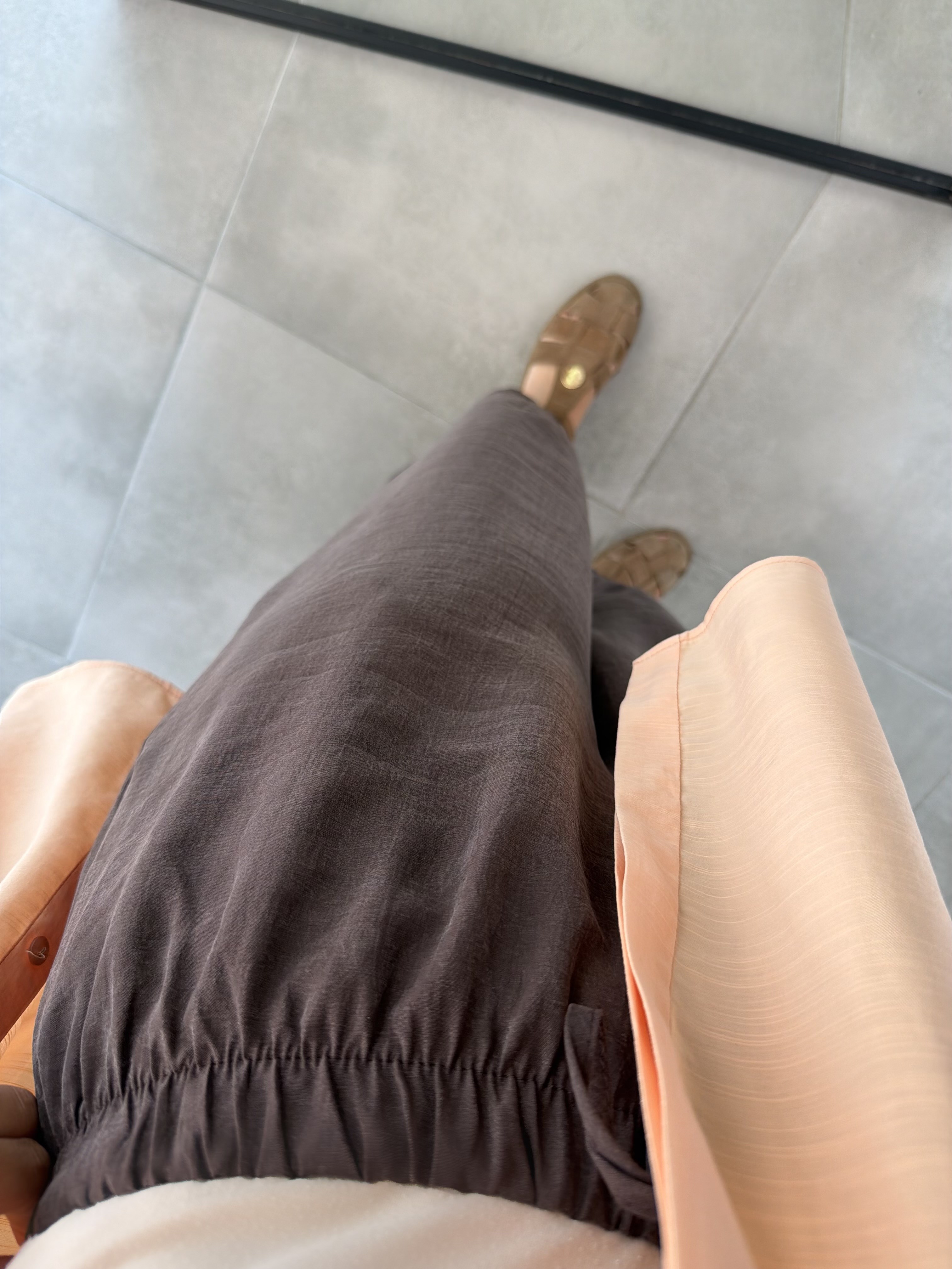 Kahve Renk Beli Lastikli Havuç Paça Pantolon