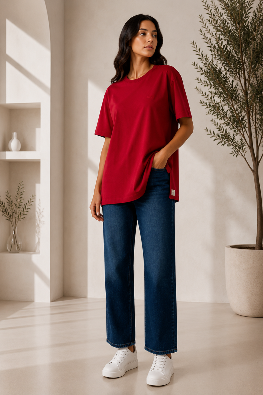 Kırmızı Renk Kısa Kollu Basic Tshirt