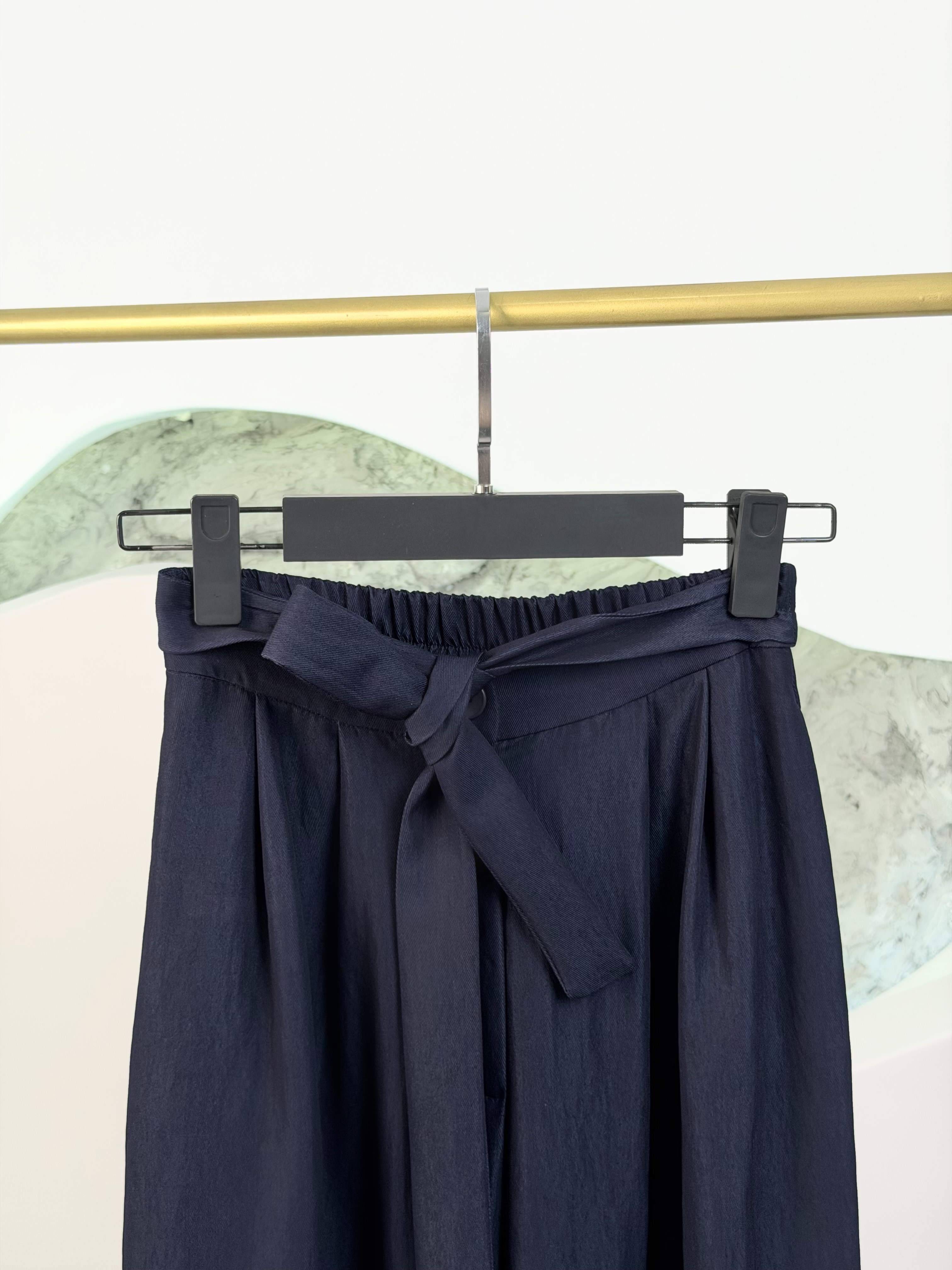 Lacivert Renk Denim Görünümlü Palazzo Pantolon