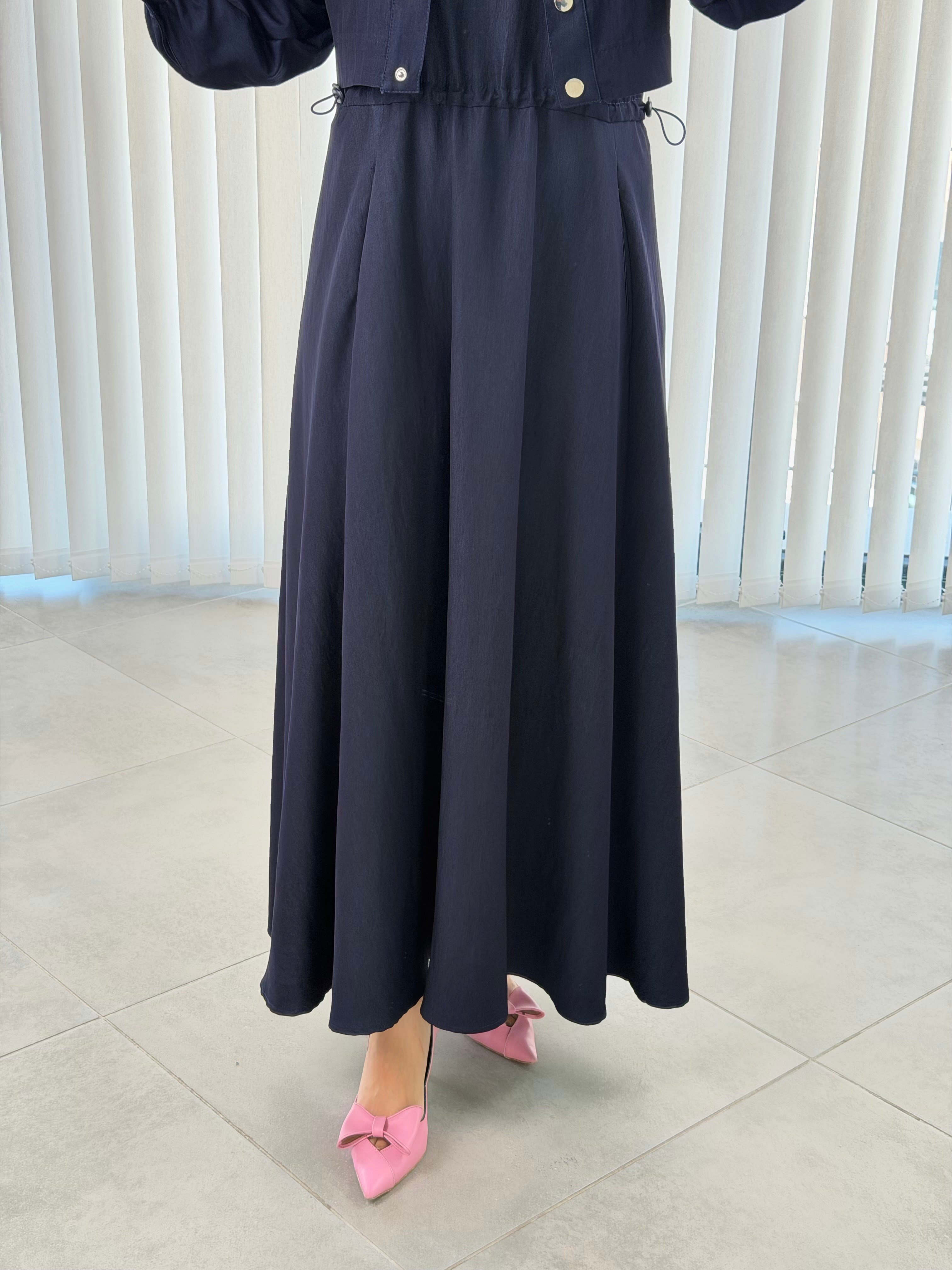 Kadın Lacivert Tensel Elbise Mini Ceketli – Rahat Kalıp Şık Günlük