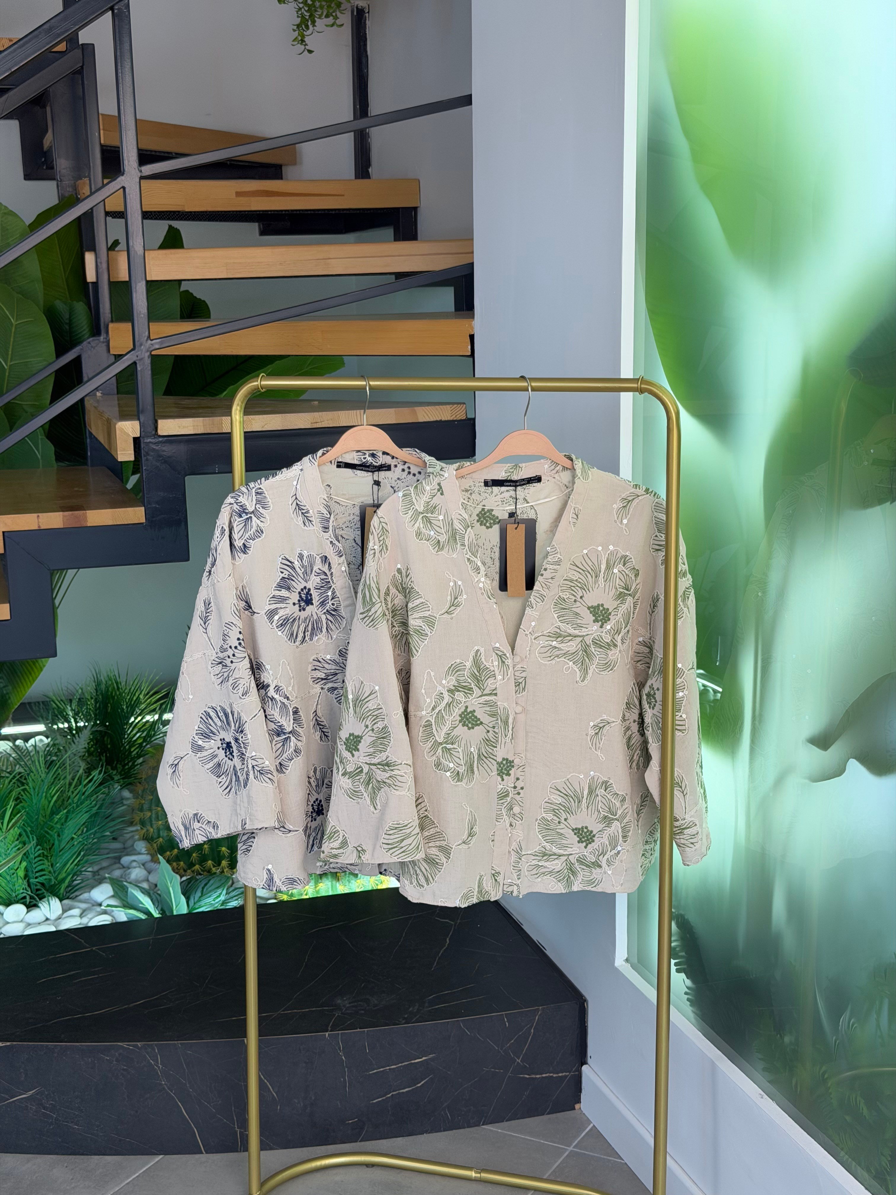 Lacivert Renk Nakış Ve Pulet İşlemeli Kimono