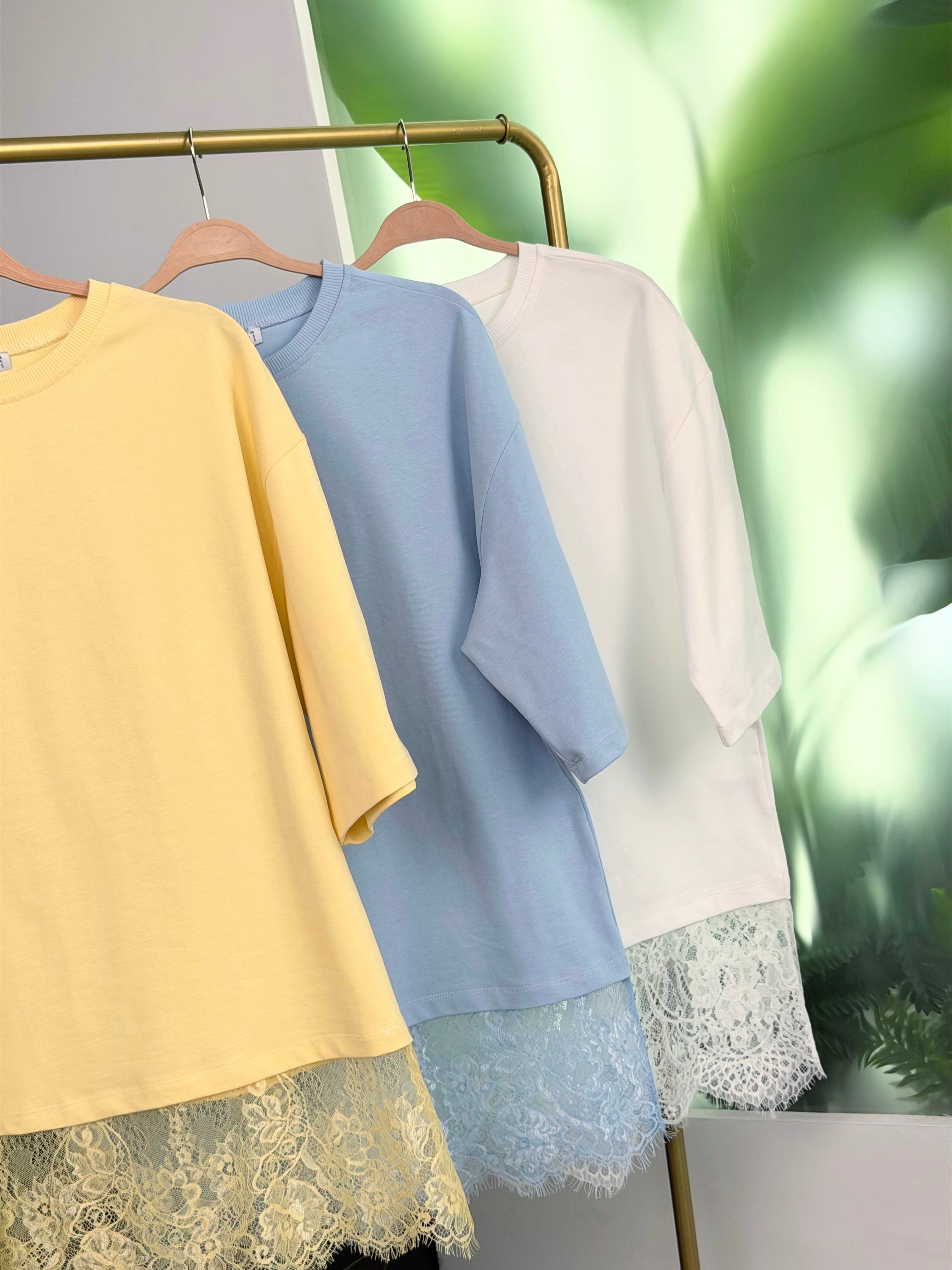 Mavi Renk Dantelli Süprem T-Shirt