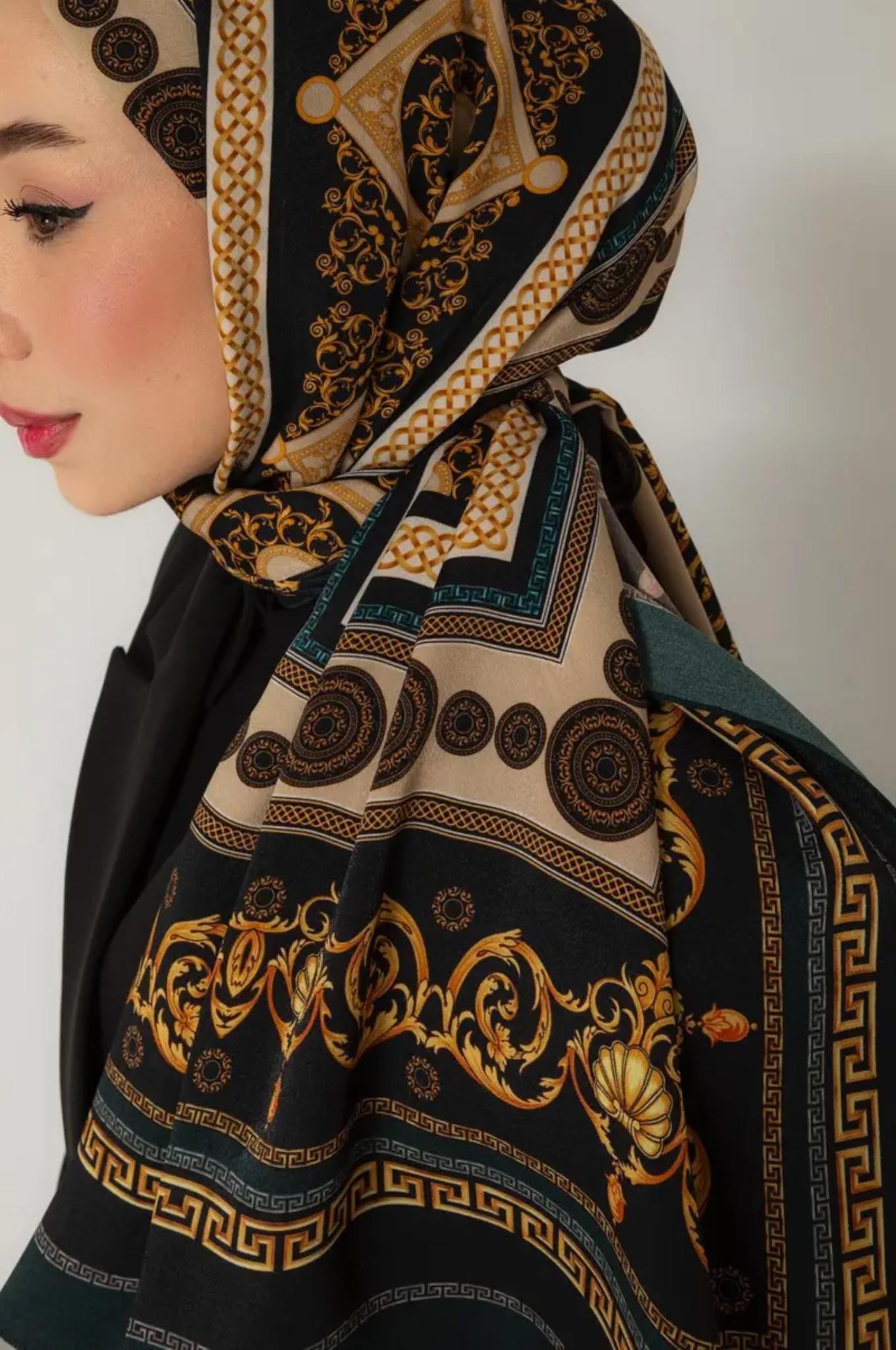Siyah-Petrol Renk Ottoman Etnik Şal