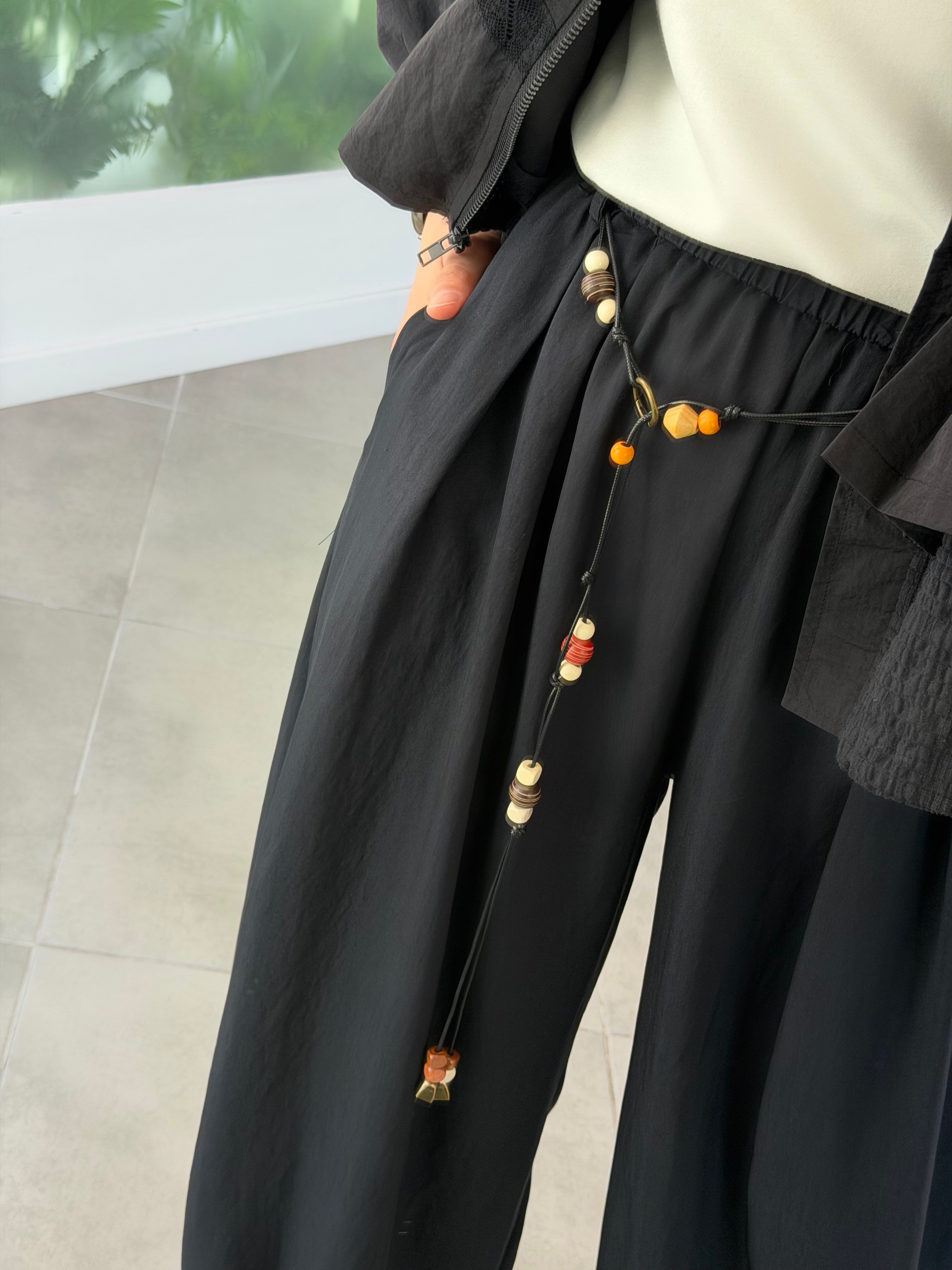 Siyah Renk Paraşüt Kumaş Şalvar Pantolon