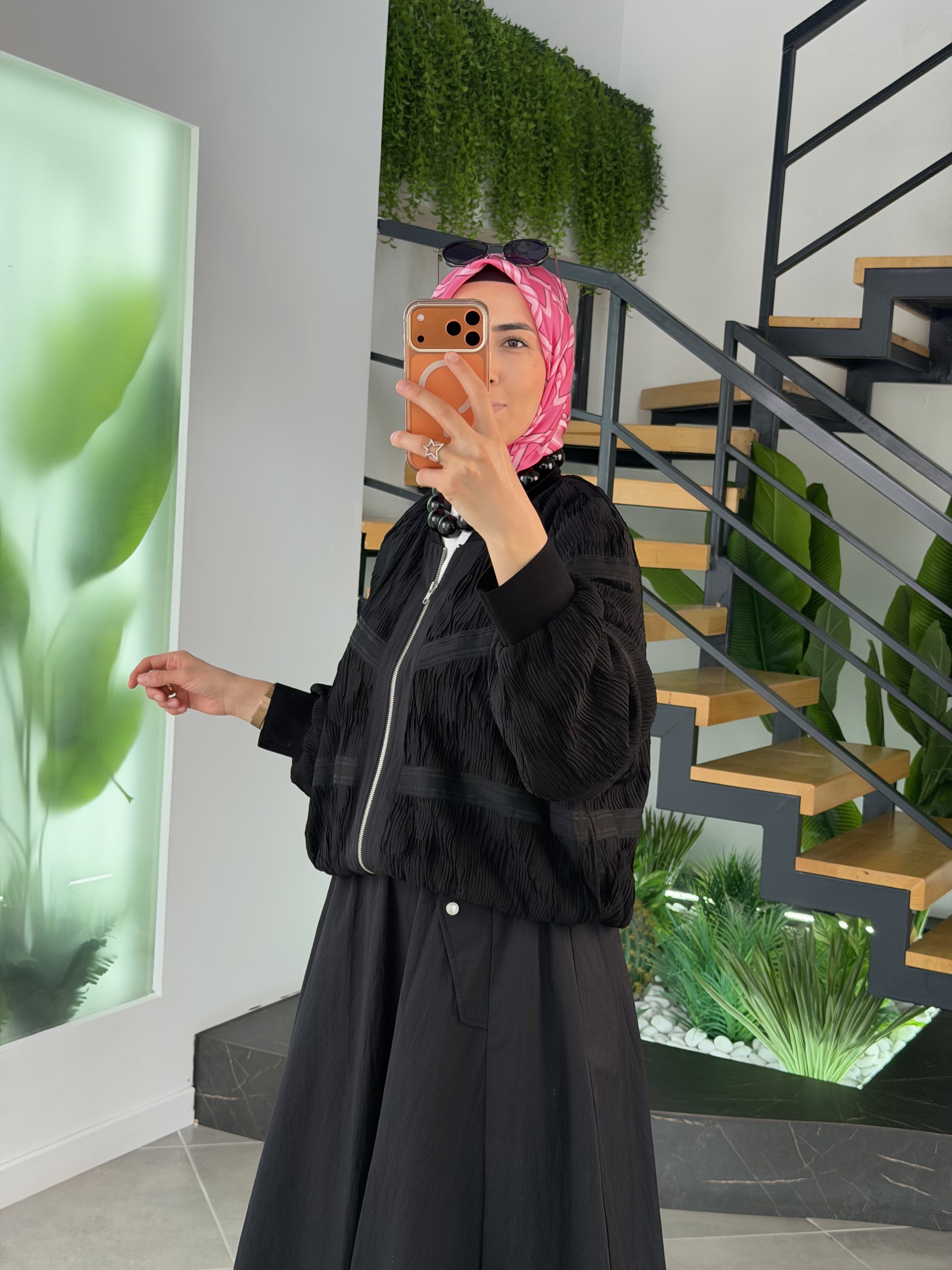 Siyah Renk Premium Fermuarlı Bomber Ceket