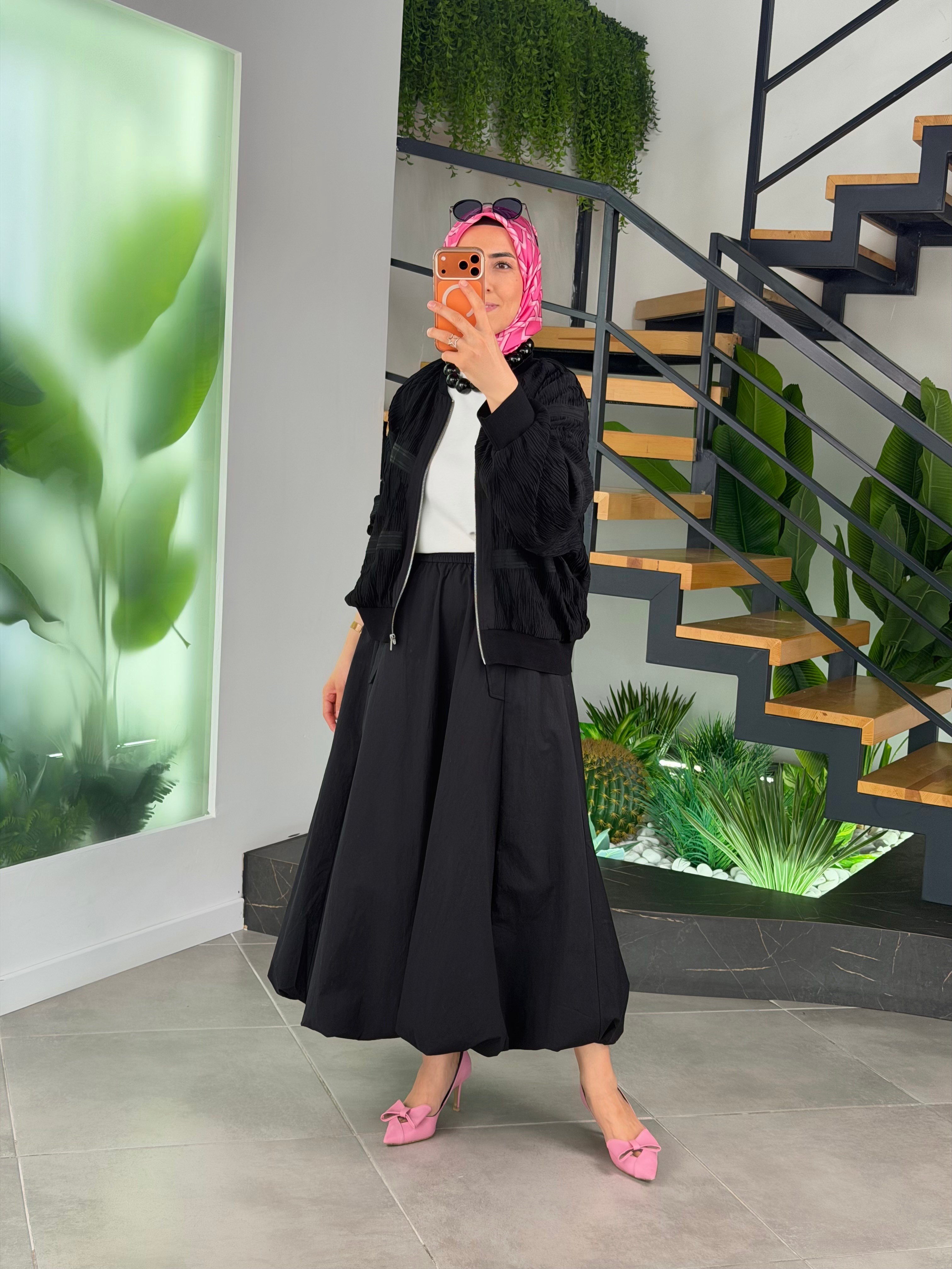 Siyah Renk Premium Fermuarlı Bomber Ceket