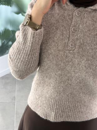  Bej Renk Polo Yaka Triko Kazak