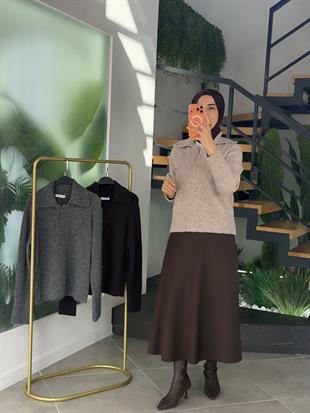  Bej Renk Polo Yaka Triko Kazak