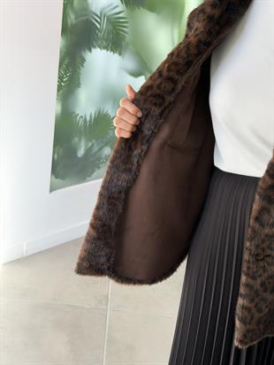  Kahve Renk Leopar Desenli Shacket