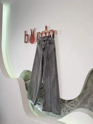 Antrasit Renk Beli Lastikli Palazzo Pantolon
