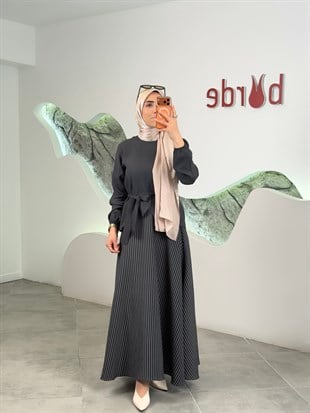 Antrasit Renk Modal Kumaş Etekli Takım