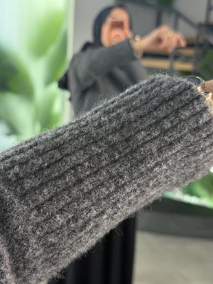 Antrasit Renk Polo Yaka Triko Kazak