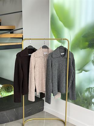 Antrasit Renk Polo Yaka Triko Kazak