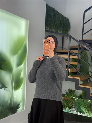 Antrasit Renk Polo Yaka Triko Kazak