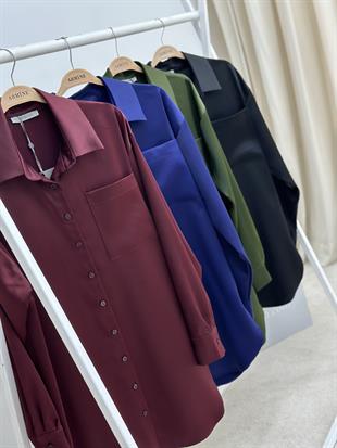 Armine Collection Chanel Saten Gömlek 24KD9240 Lacivert 