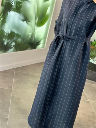 Armine Collection Çizgili Pardesü 25Y9019 Lacivert  
