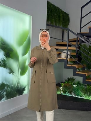 Armine Trend Beli Büzgü Detaylı Kap '26YT501 Yağ Yeşili