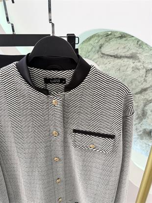 Armine Trend Ceketi Balıksırtı Desenli Etekli Takım 25KT608 Siyah