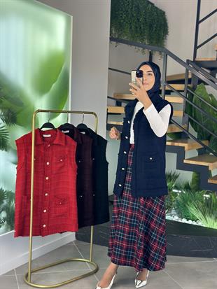 Armine Trend Cepli Tüvit Yelek 25KT516 Lacivert