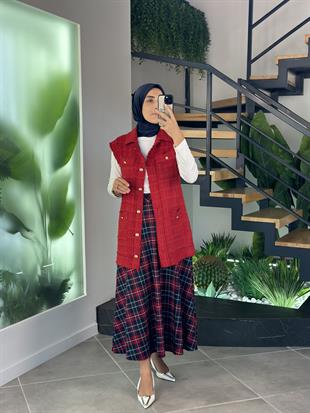 Armine Trend Cepli Tüvit Yelek 25KT516 Kırmızı