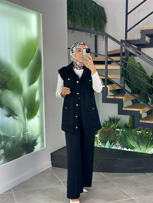 Armine Trend Cepli Tüvit Yelek 25KT516 Siyah