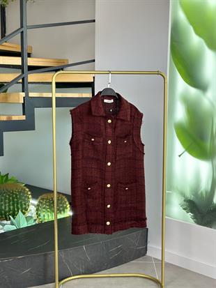 Armine Trend Cepli Tüvit Yelek 25KT516 Bordo