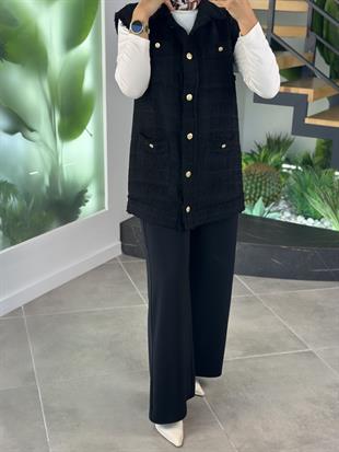 Armine Trend Cepli Tüvit Yelek 25KT516 Siyah