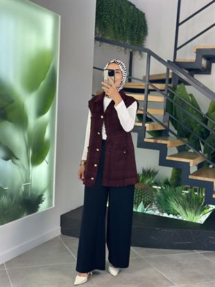 Armine Trend Cepli Tüvit Yelek 25KT516 Bordo