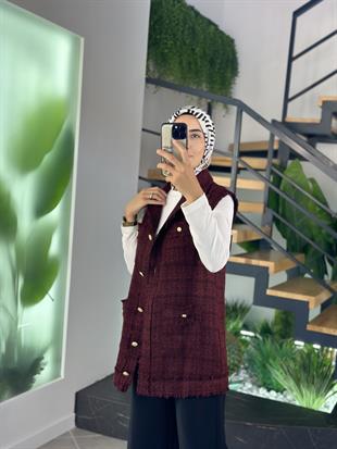 Armine Trend Cepli Tüvit Yelek 25KT516 Bordo