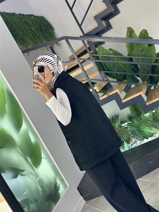 Armine Trend Cepli Tüvit Yelek 25KT516 Siyah