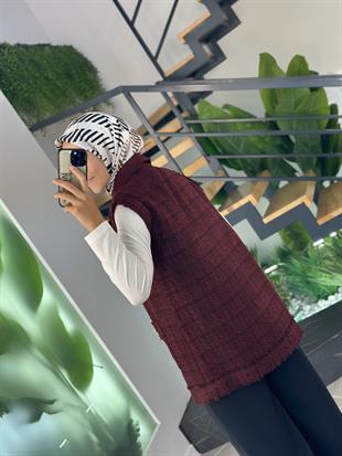 Armine Trend Cepli Tüvit Yelek 25KT516 Bordo