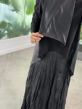 Armine Trend Deri Detaylı Etekli Takım 26YT682 Siyah