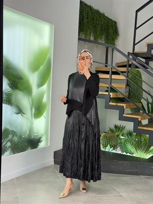 Armine Trend Deri Detaylı Etekli Takım 26YT682 Siyah