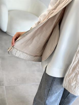 Armine Trend Dikiş Detaylı Fermuarlı Yelek 25KT535 Bej