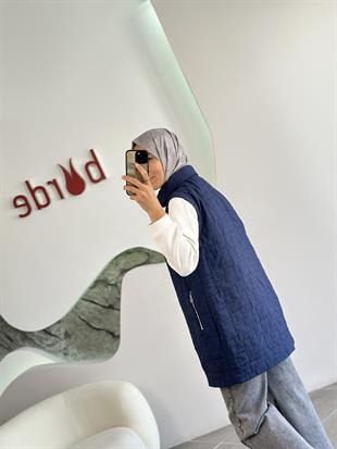 Armine Trend Dikiş Detaylı Fermuarlı Yelek 25KT535 Lacivert