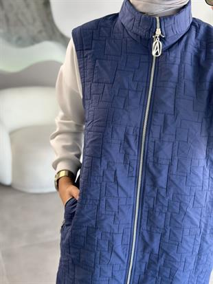Armine Trend Dikiş Detaylı Fermuarlı Yelek 25KT535 Lacivert