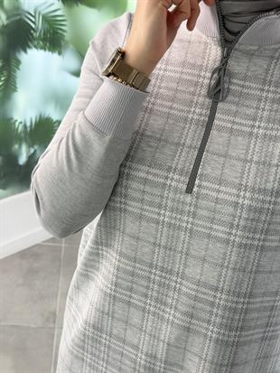 Armine Trend Ekose Desenli Tunik 25KT464 Gri