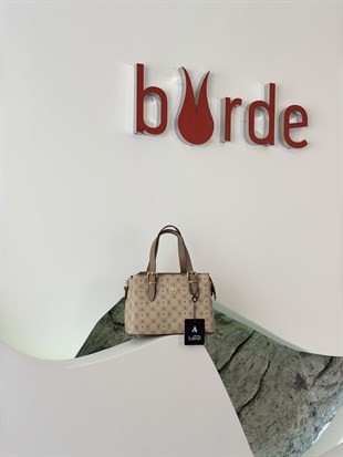 Armine Trend El Ve Uzun Askılı Omuz Çantası ARM170 Vizon AR Baskılı