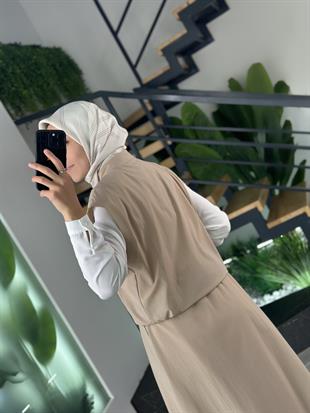 Armine Trend Yelekli Etekli İkili Takım 25YT613 Bej 