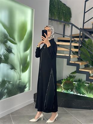 Armine Trend Fermuar Detaylı Ferace 25YT805 Siyah 