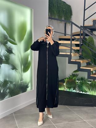 Armine Trend Fermuar Detaylı Ferace 25YT805 Siyah 