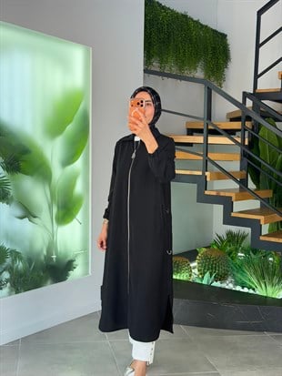 Armine Trend Fermuarlı Halka Şerit Detaylı Giyçık 26YT502 Siyah