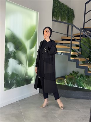 Armine Trend File Ve Kuş Gözü Detaylı İkili Takım 26Yt669 Siyah