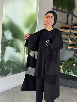 Armine Trend File Ve Kuş Gözü Detaylı İkili Takım 26Yt669 Siyah